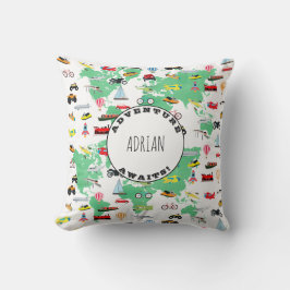 Personalisiertes Abenteuer erwartet Weltkarte-Fahr Kissen
