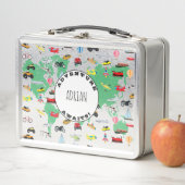 Personalisiertes Abenteuer erwartet Weltkarte-Fahr Metall Brotdose (Beispiel)