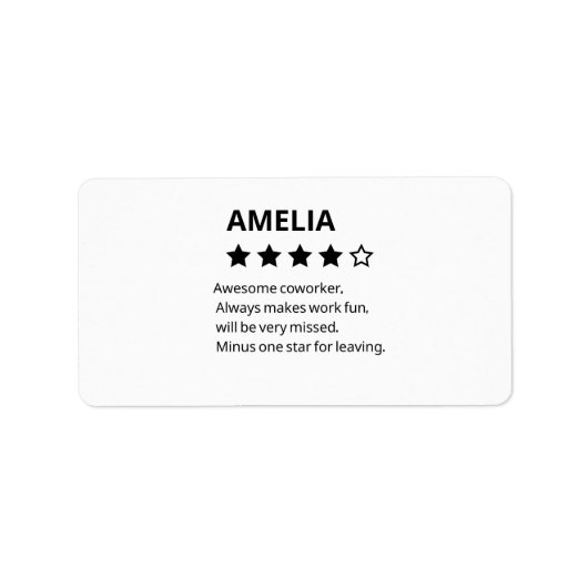 Personalisiertes Abschiedsgeschenk - Funny 4-Stern Adressaufkleber (Vorne)