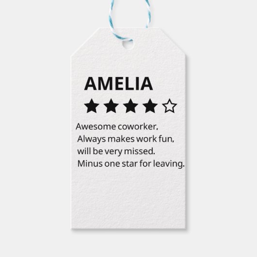 Personalisiertes Abschiedsgeschenk - Funny 4-Stern Geschenkanhänger (Vorderseite)