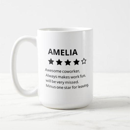 Personalisiertes Abschiedsgeschenk - Funny 4-Stern Kaffeetasse (Links)