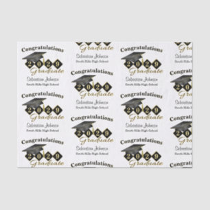 Personalisiertes Abschluss-Schwarz & Gold Seidenpapier