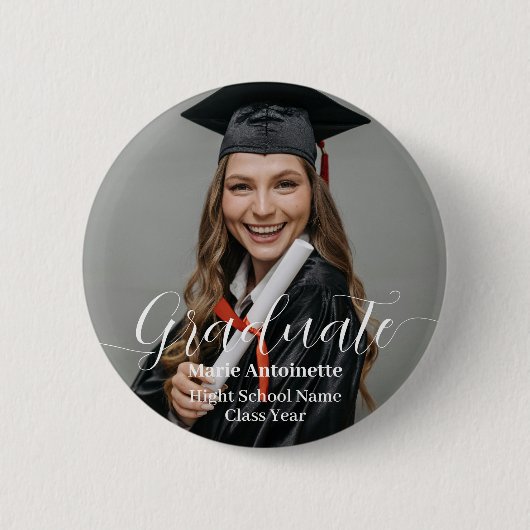 Personalisiertes Abschlussfoto Eleganter Abschluss Button (Vorderseite)