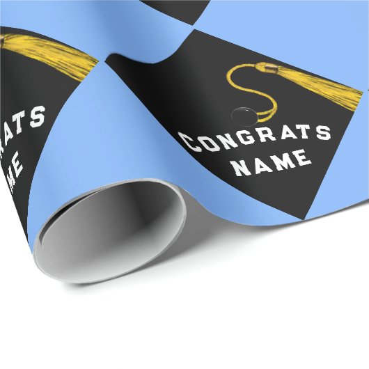 Personalisiertes Abschlussgeschenk Hellblau Geschenkpapier (Rolleneckpunkt)