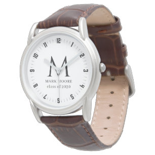 Personalisiertes Abschlussmonogramm Jahrgang Armbanduhr