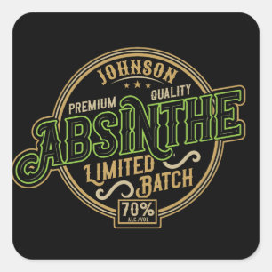 Personalisiertes Absinth-Kräuter-Spirituosen-Etike Quadratischer Aufkleber
