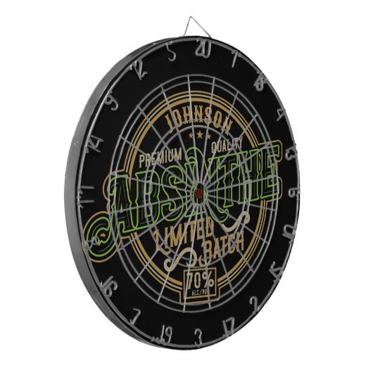 Personalisiertes Absinth-Kräutergeist-Liquor-Label Dartscheibe (Vorderseite Links)