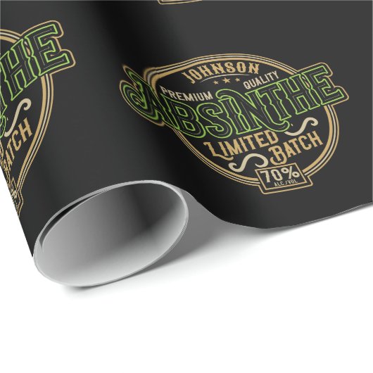 Personalisiertes Absinth-Kräutergeist-Liquor-Label Geschenkpapier (Rolleneckpunkt)