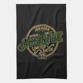 Personalisiertes Absinth-Kräutergeist-Liquor-Label Geschirrtuch