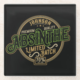 Personalisiertes Absinth-Kräutergeist-Liquor-Label Glasuntersetzer
