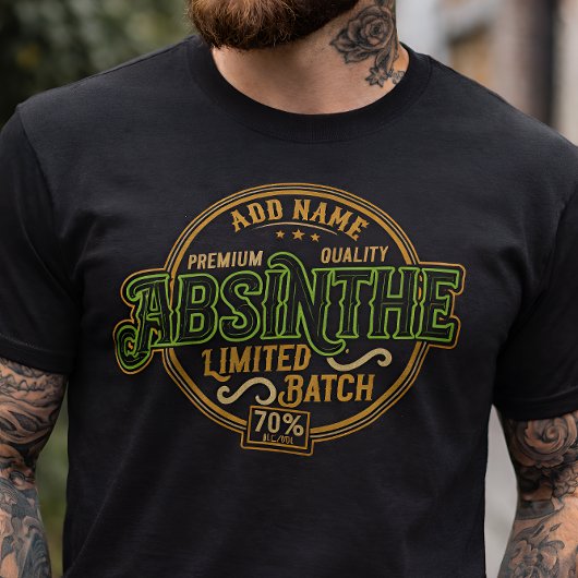 Personalisiertes Absinth-Kräutergeist-Liquor-Label T-Shirt