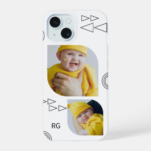 Personalisiertes abstraktes Bild mit zwei Fotos iPhone 15 Hülle