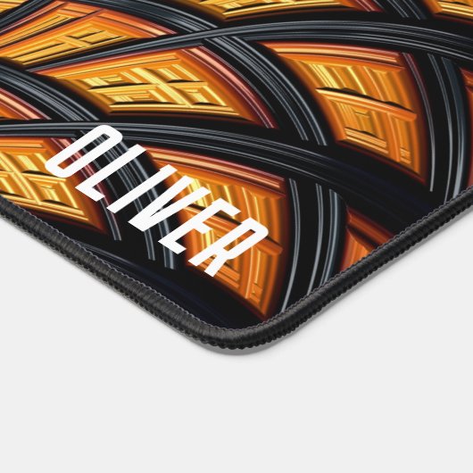 Personalisiertes Abstraktes Black Gold Spiral Frak Schreibtischunterlage (Ecke)