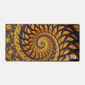 Personalisiertes Abstraktes Black Gold Spiral Frak Schreibtischunterlage (Vorderseite)