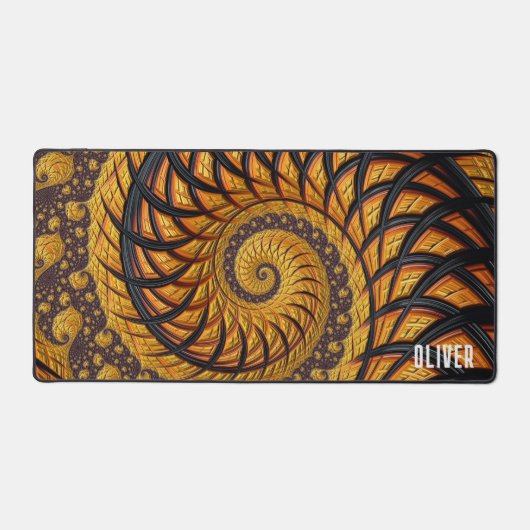 Personalisiertes Abstraktes Black Gold Spiral Frak Schreibtischunterlage (Vorderseite)