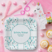 Personalisiertes Abstraktes Blau, Grau Paint Splas Pappteller (Party)