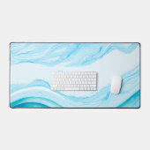Personalisiertes Abstraktes blaues Aquarell Großes Schreibtischunterlage (Tastatur & Maus)
