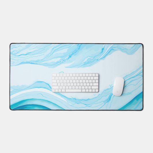Personalisiertes Abstraktes blaues Aquarell Großes Schreibtischunterlage (Tastatur & Maus)