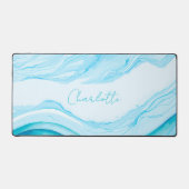 Personalisiertes Abstraktes blaues Aquarell Großes Schreibtischunterlage (Vorderseite)