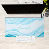 Personalisiertes Abstraktes blaues Aquarell Großes Schreibtischunterlage