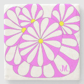 Personalisiertes Abstraktes Blumendesign in Rosa | Steinuntersetzer (Vorderseite)