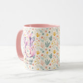 Personalisiertes Abstraktes Boho Chic Floral Monog Tasse (Vorderseite Links)