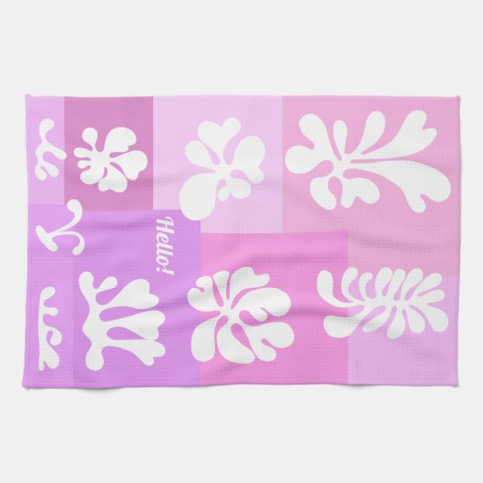 Personalisiertes abstraktes Design in rosa und Lil Geschirrtuch (Horizontal)