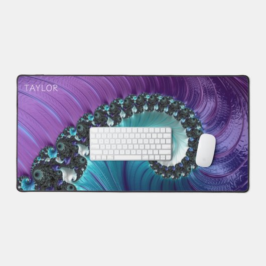 Personalisiertes Abstraktes Lila türkisfarbenes Fr Schreibtischunterlage (Tastatur & Maus)