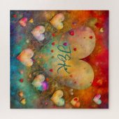 Personalisiertes Abstraktes Papier Mache Hearts Puzzle (Horizontal)