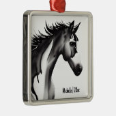 Personalisiertes Abstraktes Pferd Schwarz/Weiß Wei Ornament Aus Metall (Rechts)