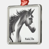 Personalisiertes Abstraktes Pferd Schwarz/Weiß Wei Ornament Aus Metall (Links)
