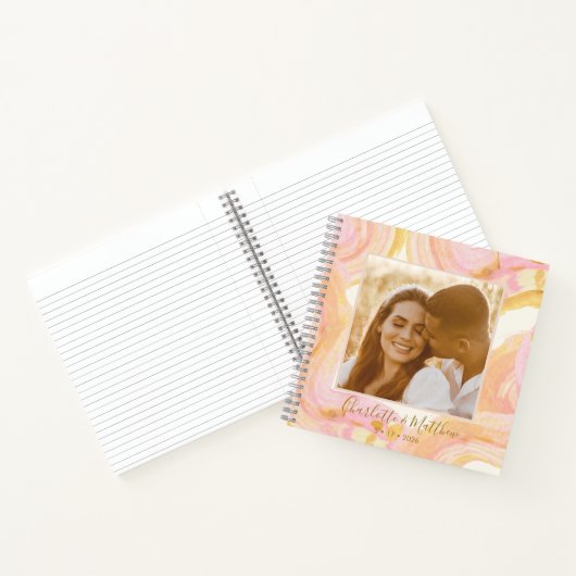 Personalisiertes Abstraktes Rosa Foto Hochzeitspla Notizblock (Innenseite)