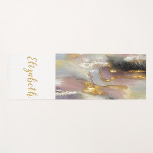 Personalisiertes Abstraktes Rosa Gold Yogamatte (Vorderseite (Horizontal))