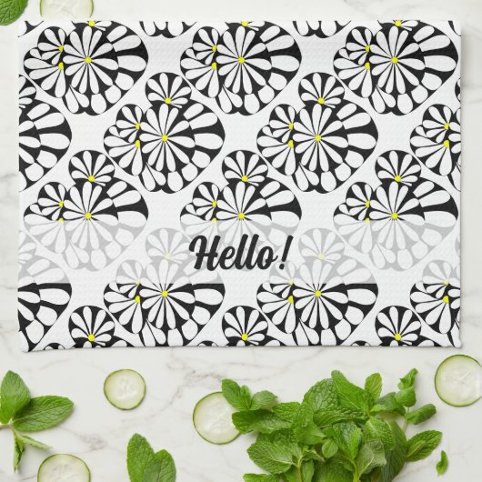 Personalisiertes Abstraktes Schwarz-Weiß-Design | Geschirrtuch (Gefaltet)