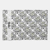 Personalisiertes Abstraktes Schwarz-Weiß-Design | Geschirrtuch (Horizontal)