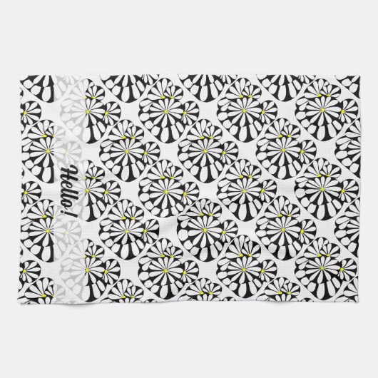 Personalisiertes Abstraktes Schwarz-Weiß-Design | Geschirrtuch (Horizontal)