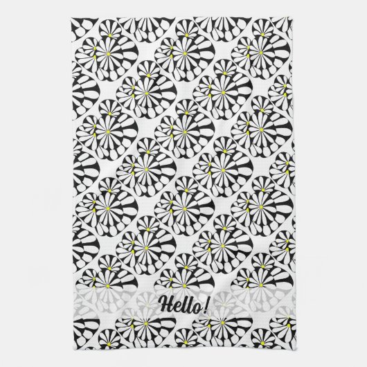 Personalisiertes Abstraktes Schwarz-Weiß-Design | Geschirrtuch (Vertikal)