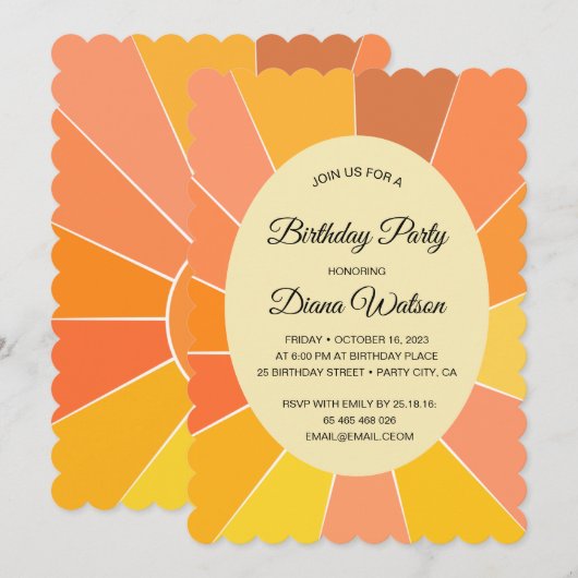 Personalisiertes Abstraktes Sun-Design | Einladung (Vorne/Hinten)