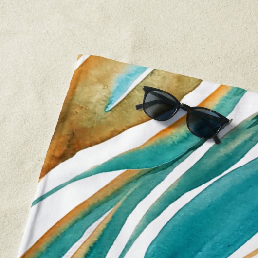 Personalisiertes Abstraktes Türkis und Rost Strandtuch (Beispiel)