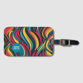 Personalisiertes Abstraktes Wellenmuster Gepäckanhänger (Vorderseite (Horizontal))