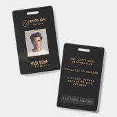 Personalisiertes Abzeichen in Schwarz und Gold Ausweis (Front & Back)
