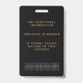 Personalisiertes Abzeichen in Schwarz und Gold Ausweis (Back)