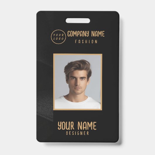 Personalisiertes Abzeichen in Schwarz und Gold Ausweis (Front)