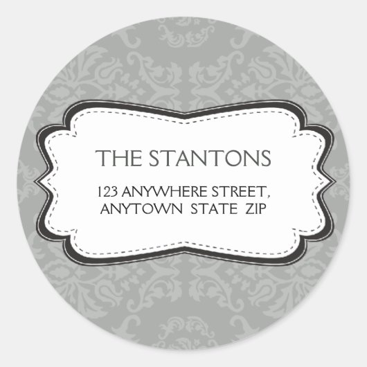 PERSONALISIERTES ADDRESS-ETIKETT:: göttlich Damast Runder Aufkleber (Vorderseite)
