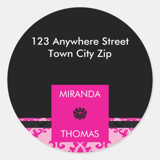 PERSONALISIERTES ADRESSE-ETIKETT: Damastfarben 2B Runder Aufkleber (Vorderseite)
