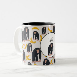 Personalisiertes Affen-Schimpansen- und Bananenmus Zweifarbige Tasse