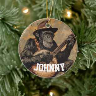 PERSONALISIERTES AFFEN-WEIHNACHTSORNAMENT KERAMIK ORNAMENT