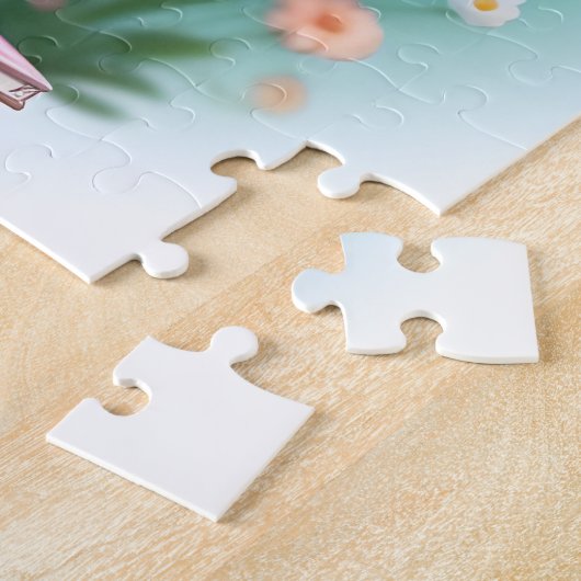 Personalisiertes Afrikanisches Mädchen mit Blumenb Puzzle (Seite)