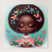 Personalisiertes Afrikanisches Mädchen mit Blumenb Puzzle (Vertikal)
