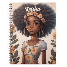 Personalisiertes Afro-American-Girl-Notebook